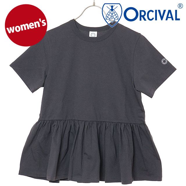 オーシバル ORCIVAL レディース ギャザード ショートスリーブプルオーバー [OR-C0535-OEJ SS26] GATHERED SHORT SLEEVE P.O. カットソー 半袖Tシャツ 日本製 グレー CHARCOAL