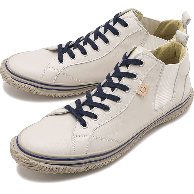 返品交換送料無料 スピングル SPINGLE スニーカー メンズ サイドゴア [SP442-67 SS26] SP-442日本製 カンガルーレザー 復刻カラー 白 White/Navy