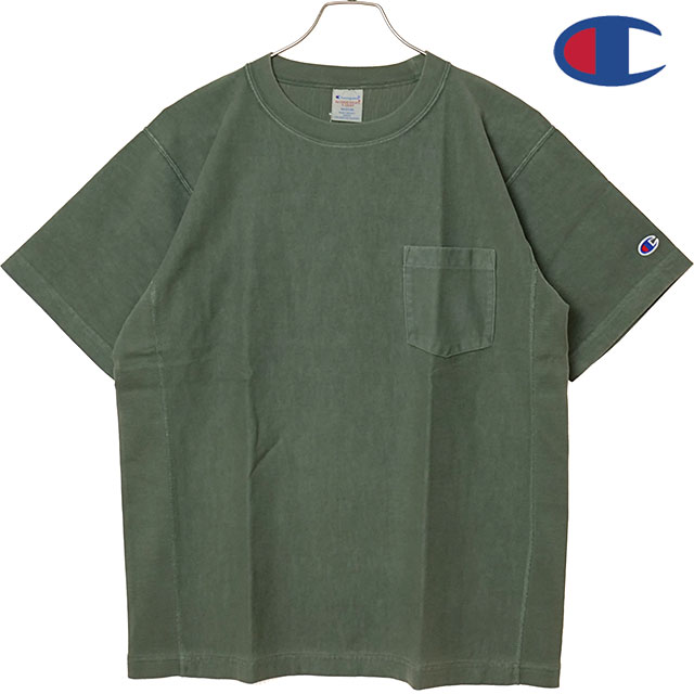 チャンピオン Champion Tシャツ メンズ リバースウィーブ ショートスリーブ ポケット ティーシャツ [C3-D302 SS26] REVERSE WEAVE SHORT SLEEVE POCKET T-SHIRT リラックスフィット 半袖 9.4ozコットン 無地Tee グリーン OLIVE 【メール便配送】