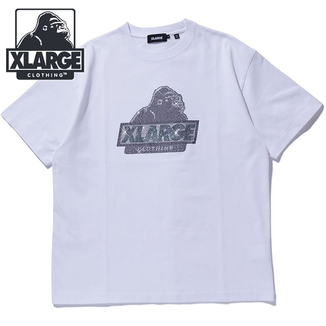 エクストララージ XLARGE ラインストーン スランテッド OG ショートスリーブTシャツ [101252011054] RHINE STONE SLANTED OG S/S TEE メンズ x-large エックスラージ カットソー 半袖 WHITE 【メール便配送】