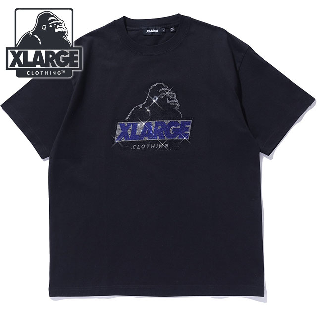 エクストララージ XLARGE ラインストーン スランテッド OG ショートスリーブTシャツ [101252011054] RHINE STONE SLANTED OG S/S TEE メンズ x-large エックスラージ カットソー 半袖 BLACK 【メール便配送】