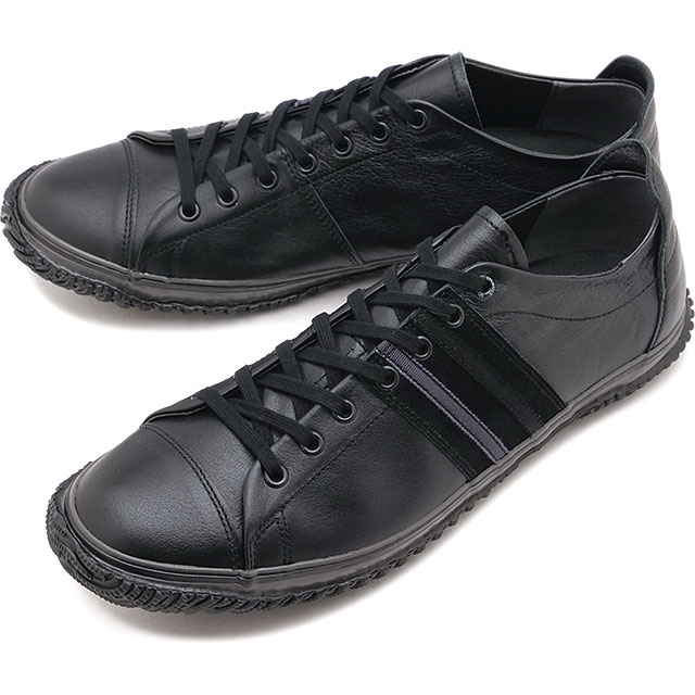 返品交換送料無料 スピングル SPINGLE スニーカー メンズ [SP198-145 SS26] SP-198 日本製 カンガルーレザー ブラック/ブラック