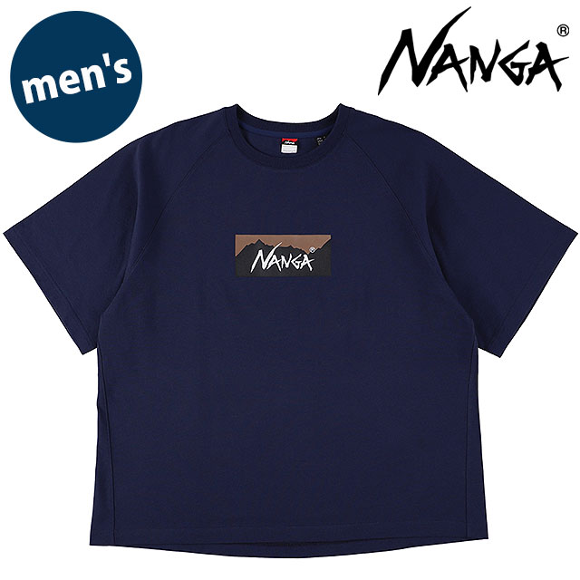 ナンガ NANGA メンズ エコハイブリッド ボックスロゴ ルーズフィットTシャツ [N2500-1M025Z SS26] ECO HYBRID BOX LOGO LOOSE FIT TEE 半袖 ネイビー D.NVY 【メール便配送】