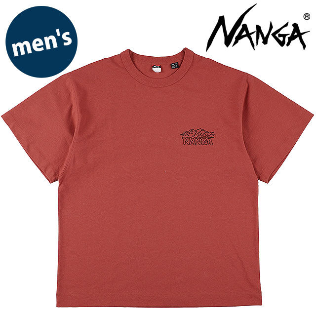 ナンガ NANGA メンズ エコハイブリッド ラインドローイングTシャツ [N2610-1M038Z SS26] ECO HYBRID LINE DRAWING TEE 半袖 レッド RED2（T.RED） 【メール便配送】