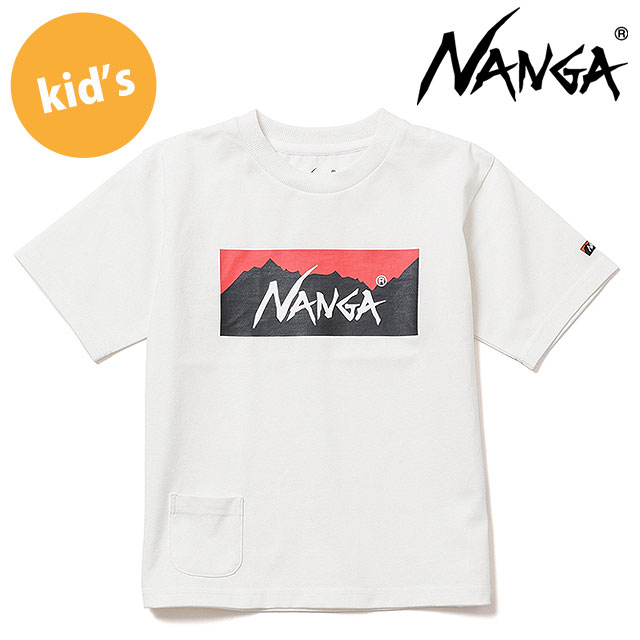 ナンガ NANGA エコハイブリッド ボックスロゴ キッズTシャツ [N2504-6M532A SS26] ECO HYBRID BOX LOGO KIDS TEE 男の子・女の子 子供用 半袖 白 WHT 【メール便配送】
