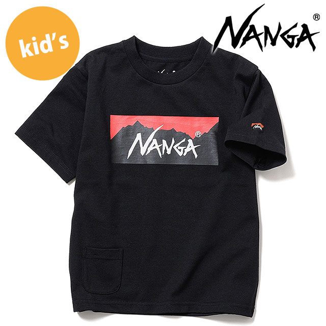 ナンガ NANGA エコハイブリッド ボックスロゴ キッズTシャツ [N2504-6M532A SS26] ECO HYBRID BOX LOGO KIDS TEE 男の子・女の子 子供用 半袖 黒 BLK 【メール便配送】