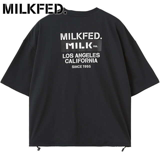 ミルクフェド MILKFED. レディース ドローストリング ビッグショートスリーブTシャツ [103262011014 SU26] MILKFED. DRAWSTRING BIG S/S TEE 半袖 UVカット 黒 BLACK 【メール便配送】