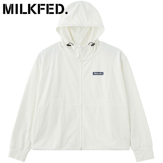 ミルクフェド MILKFED. レディース ラッシュガードジップフーディー [103262012001 SU26] RASH GUARD ZIP HOODIE ライトアウター パーカー コンパクト UVカット 白 WHITE