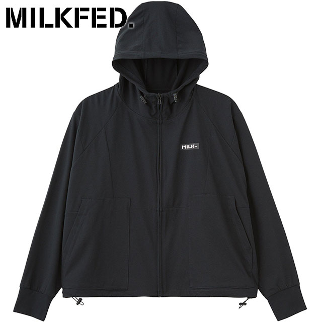 ミルクフェド MILKFED. レディース ラッシュガードジップフーディー [103262012001 SU26] RASH GUARD ZIP HOODIE ライトアウター パーカー コンパクト UVカット 黒 BLACK