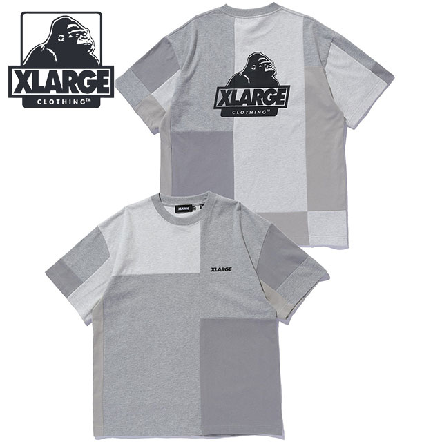 エクストララージ XLARGE メンズ パッチワーク ショートスリーブTシャツ [101262011004 SU26] PATCHWORK S/S TEE 半袖 クルーネック グレー GREY 【メール便配送】