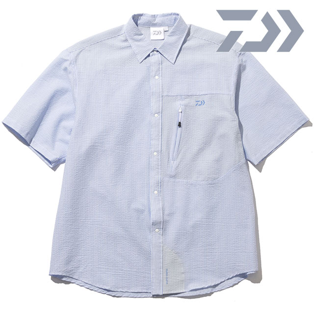ダイワ DAIWA メンズ ドットエア ショートスリーブ サッカーシャツ [DE-8326EX SS26] DOT AIR SS SUCKER SHIRT 半袖シャツ カジュアルシャツ ブルー STRIPE-BLUE