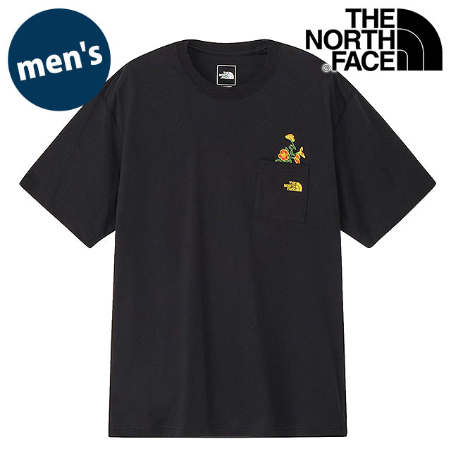 ザ・ノース・フェイス THE NORTH FACE Tシャツ メンズ ショートスリーブフラッシュドライフラワーロゴティー [NT32638-K SS26] S/S FD Flower Logo Tee 半袖 吸水速乾 ポケットTee 黒 ブラック 【メール便配送】