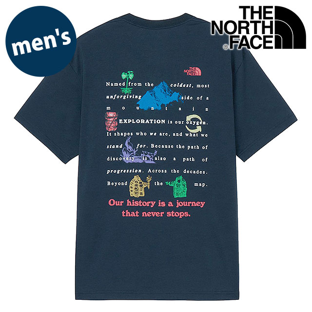 ザ・ノース・フェイス THE NORTH FACE Tシャツ メンズ ショートスリーブジャーニーヒストリーティー [NT32643-UN SS26] S/S Journey History Tee 半袖 吸水速乾 バックプリント 紺 アーバンネイビー 【メール便配送】