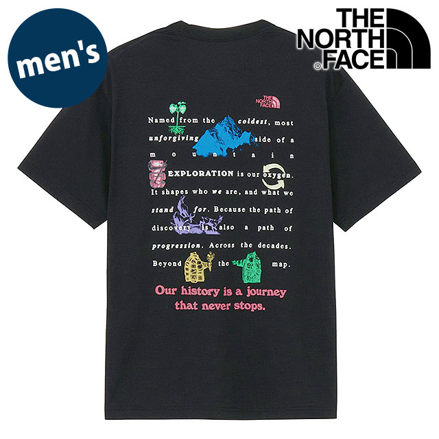 ザ・ノース・フェイス THE NORTH FACE Tシャツ メンズ ショートスリーブジャーニーヒストリーティー [NT32643-K SS26] S/S Journey History Tee 半袖 吸水速乾 バックプリント 黒 ブラック 【メール便配送】