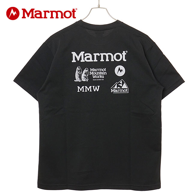 マーモット Marmot メンズ アーカイブヒストリーTシャツ [MTSS26MST077 SS26] Archive History T-Shirts 半袖 吸水速乾 UVカット 黒 BLACK 【メール便配送】