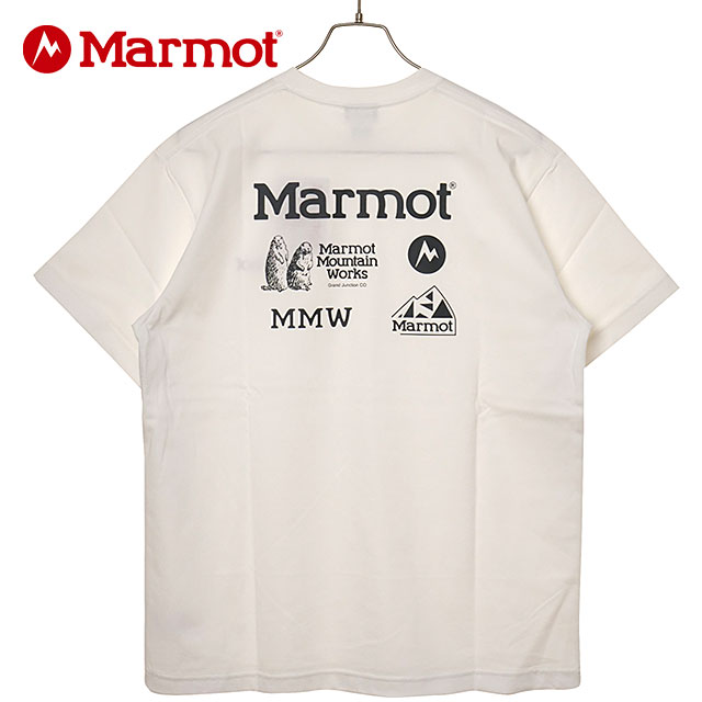 マーモット Marmot メンズ アーカイブヒストリーTシャツ [MTSS26MST077 SS26] Archive History T-Shirts 半袖 吸水速乾 UVカット 白 WHITE 【メール便配送】