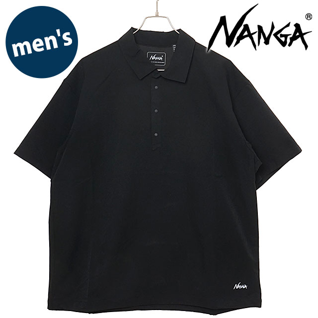 ナンガ NANGA メンズ ドットエア コンフィーポロシャツ [N2610-1M096A SS26] DotAir COMFY POLO SHIRT 半袖 黒 P.BLK 【メール便配送】