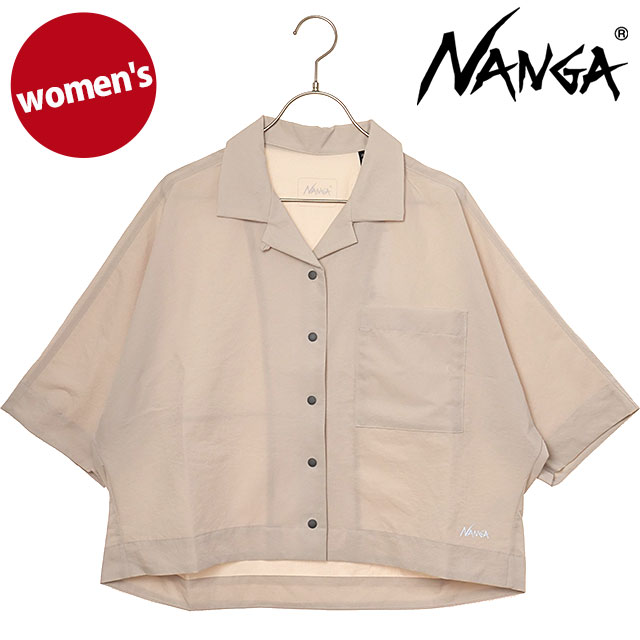 ナンガ NANGA レディース ドットエア コンフィーショートスリーブシャツ ウィメンズ [N2611-1J022B SS26] DotAir COMFY S/S SHIRT W 半袖 オープンカラーシャツ ベージュ S.BEG 【メール便配送】