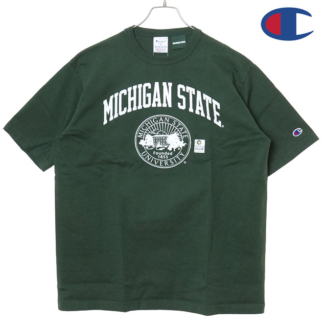 チャンピオン Champion MADE IN USA Tシャツ メンズ T1011 ショートスリーブ ティーシャツ [C5-D306 SS26] T1011 SHORT SLEEVE T-SHIRT 半袖 ヘビーウェイトコットン カレッジTee MICHIGAN グリーン MOSS-GREEN 【メール便配送】