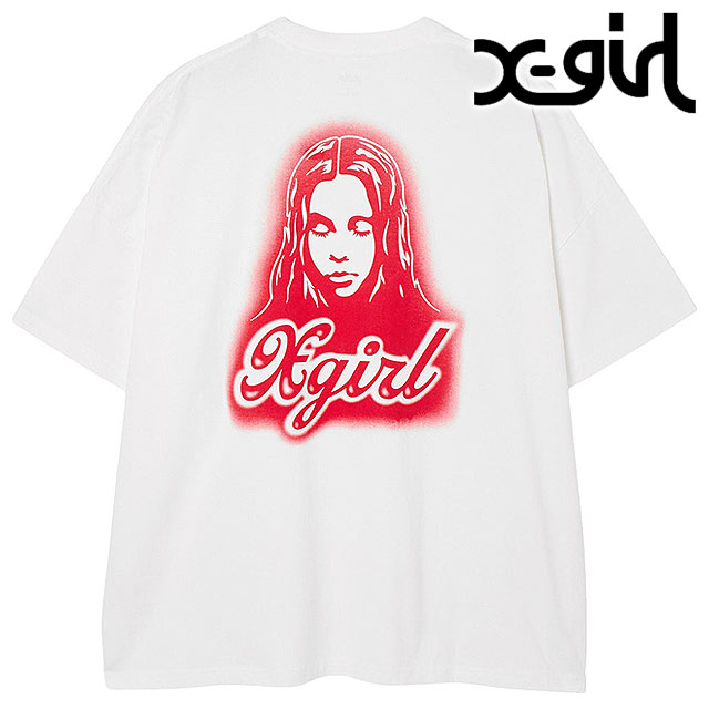 エックスガール X-girl レディース スプレーフェイス ショートスリーブビッグティードレス [105262041011 SU26] SPRAY FACE S/S BIG TEE DRESS Tシャツワンピース 半袖 白 WHITE