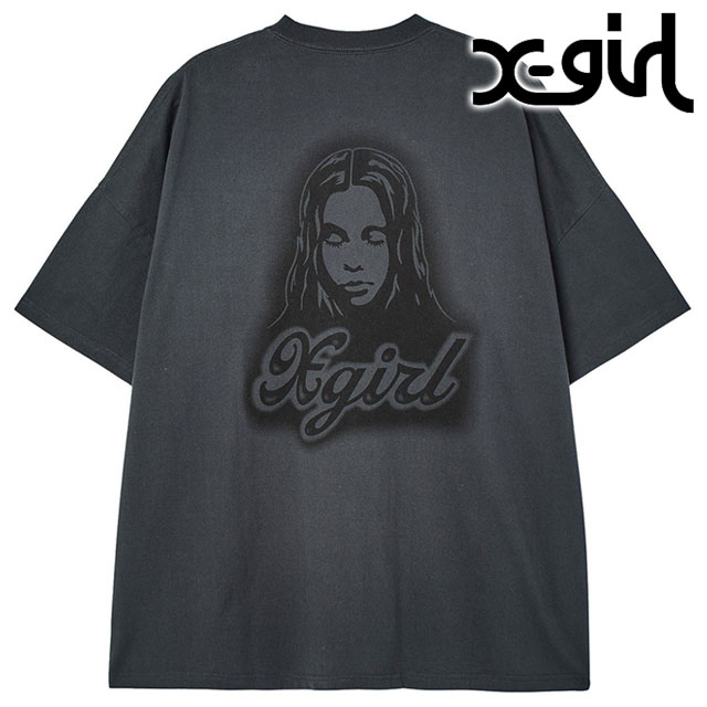 エックスガール X-girl レディース スプレーフェイス ショートスリーブビッグティードレス [105262041011 SU26] SPRAY FACE S/S BIG TEE DRESS Tシャツワンピース 半袖 グレー CHARCOAL