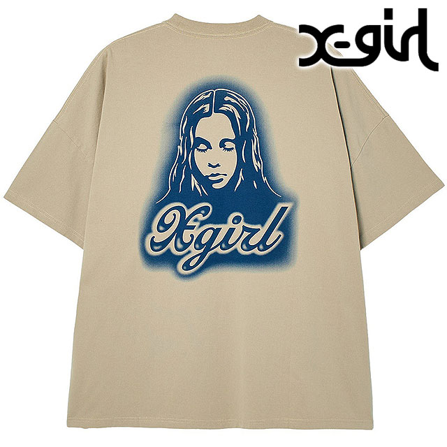 エックスガール X-girl レディース スプレーフェイス ショートスリーブビッグティードレス [105262041011 SU26] SPRAY FACE S/S BIG TEE DRESS Tシャツワンピース 半袖 ベージュ BEIGE