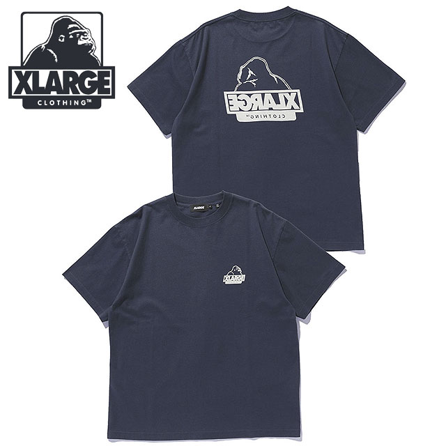 エクストララージ XLARGE メンズ バックサイドOG ショートスリーブTシャツ [101262011040 SU26] BACKSIDE OG S/S TEE 半袖 クルーネック ネイビー NAVY 【メール便配送】