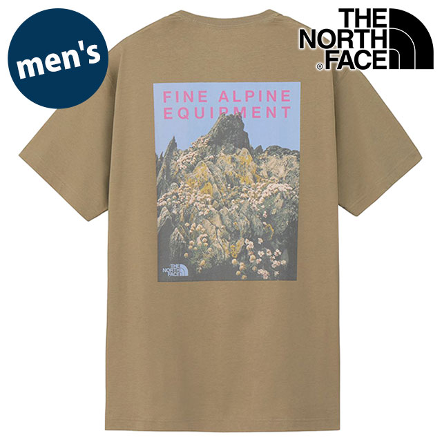 ザ・ノース・フェイス THE NORTH FACE Tシャツ メンズ ショートスリーブマウンテンフラワーティー [NT32650-CK SS26] S/S Mountain Flower Tee 半袖 吸水速乾 バックプリント ベージュ クラシックカーキ 【メール便配送】