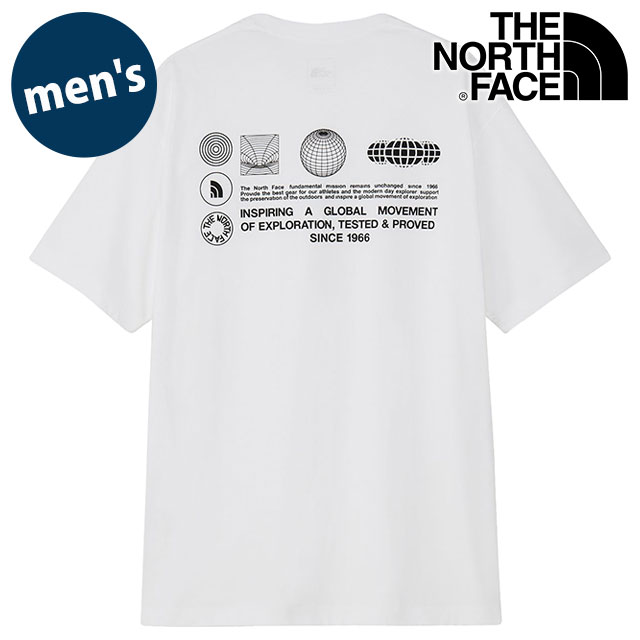 ザ・ノース・フェイス THE NORTH FACE Tシャツ メンズ ショートスリーブフラッシュドライグローブグリッドコットンティー [NT32550-W SS26] S/S FD Globe Grid Cotton Tee 半袖 吸水速乾 バックプリント 白 ホワイト 【メール便配送】