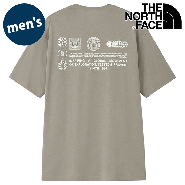 ザ・ノース・フェイス THE NORTH FACE Tシャツ メンズ ショートスリーブフラッシュドライグローブグリッドコットンティー [NT32550-ST SS26] S/S FD Globe Grid Cotton Tee 半袖 吸水速乾 グレーベージュ ストーンスラブ 【メール便配送】