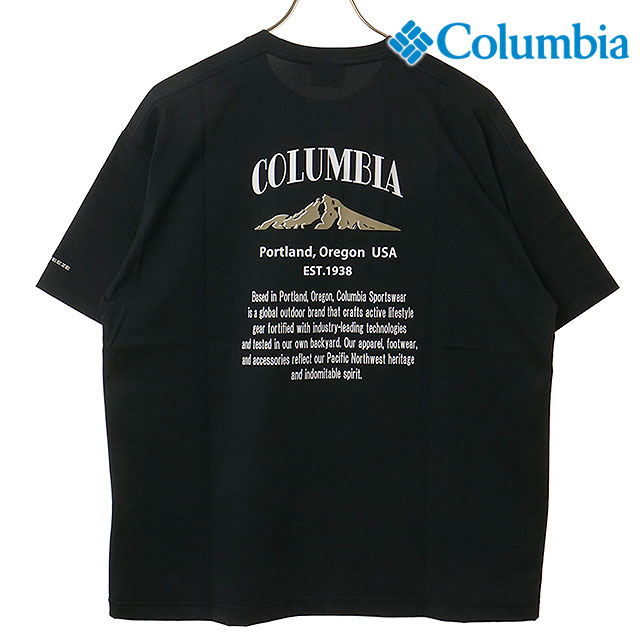 コロンビア Columbia Tシャツ メンズ コールドベイダッシュショートスリーブTシャツ [PG3277-010 SS26] Cold Bay Dash Short Sleeve Tee 半袖 冷却効果 UVカット ブラック Black/Back-Print 【メール便配送】