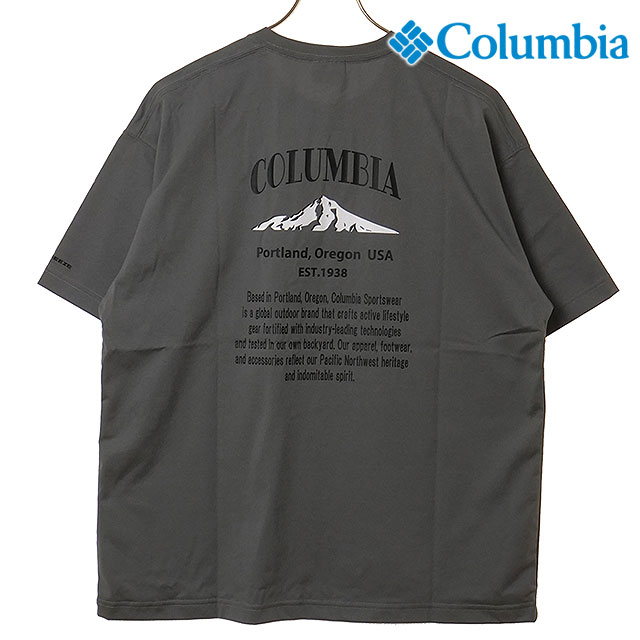 コロンビア Columbia Tシャツ メンズ コールドベイダッシュショートスリーブTシャツ [PG3277-023 SS26] Cold Bay Dash Short Sleeve Tee 半袖 冷却効果 UVカット グレー City-Grey/Back-Print 【メール便配送】