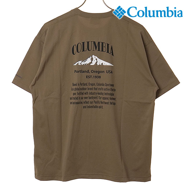 コロンビア Columbia Tシャツ メンズ コールドベイダッシュショートスリーブTシャツ [PG3277-250 SS26] Cold Bay Dash Short Sleeve Tee 半袖 冷却効果 UVカット ブラウン Flax/Back-Print 【メール便配送】
