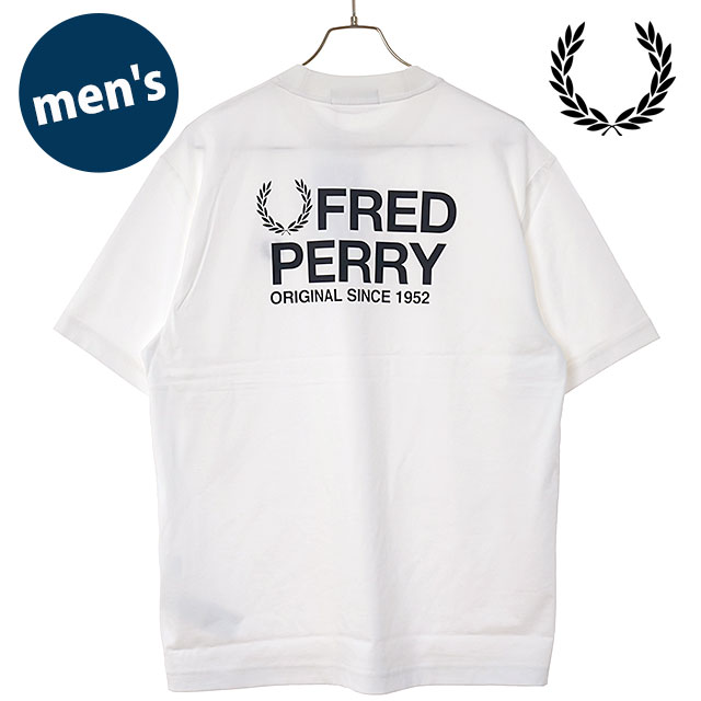 フレッドペリー FRED PERRY メンズ バックプリントフレッドペリーテキストTシャツ [M2475-129 SS26Q2] BACK PRINT FRED PERRY TEXT T-SHIRT 半袖 クルーネック ホワイト SNOW-WHITE 【メール便配送】