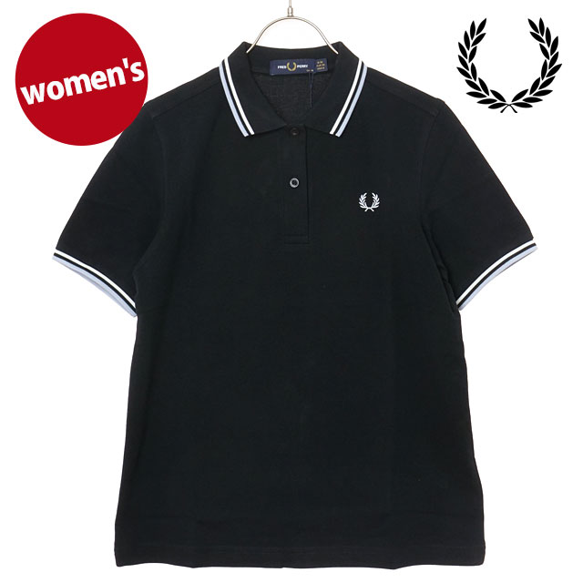 フレッドペリー FRED PERRY ポロシャツ レディース ツインティップド フレッドペリーシャツ [G3600-23C SS26Q2] TWIN TIPPED FRED PERRY SHIRT 半袖 コットンピケ ブラック BLACK/SNOWWHITE/DUSKY-BLUE