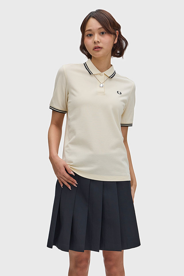フレッドペリー FRED PERRY ポロシャツ レディース ツインティップド フレッドペリーシャツ [G3600-S70 SS26Q2] TWIN TIPPED FRED PERRY SHIRT 半袖 コットンピケ ホワイト ECRU/BLACK