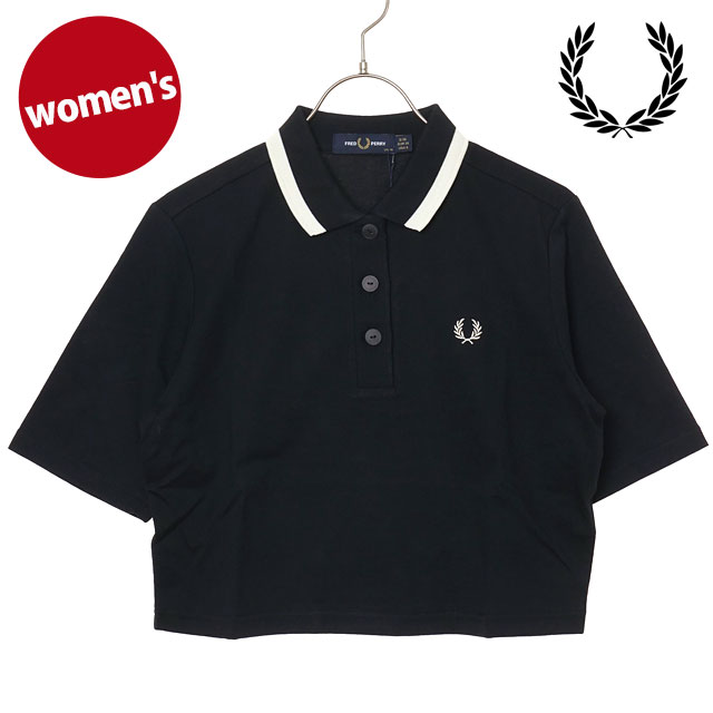 フレッドペリー FRED PERRY レディース ボールドティップドポロシャツ [G2182-102 SS26Q2] BOLD TIPPED POLO SHIRT 半袖 クロップド丈 ブラック BLACK