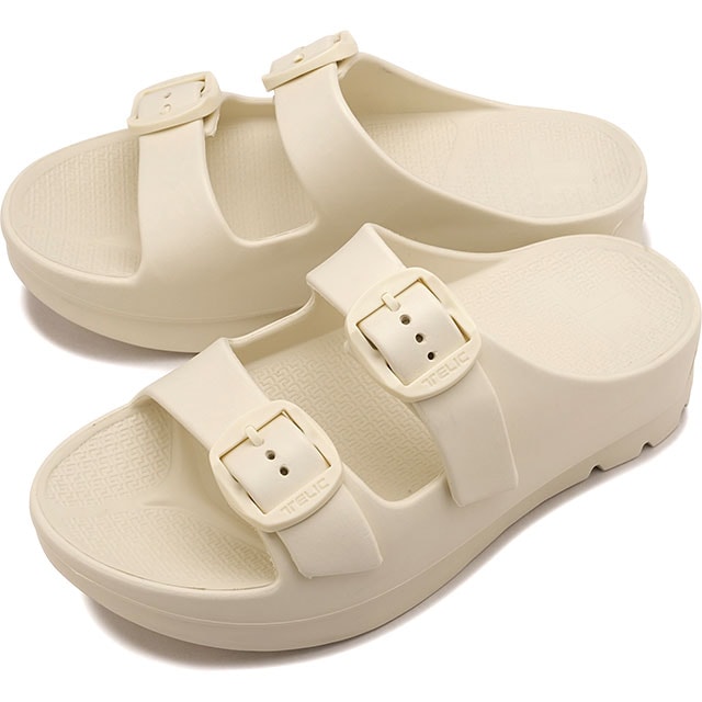 テリック TELIC リカバリーサンダル ダブルバックル2 [SS26] W-BUCKLE2 ユニセックス厚底 極厚ソール スライドサンダル 疲労回復 白 アイボリー