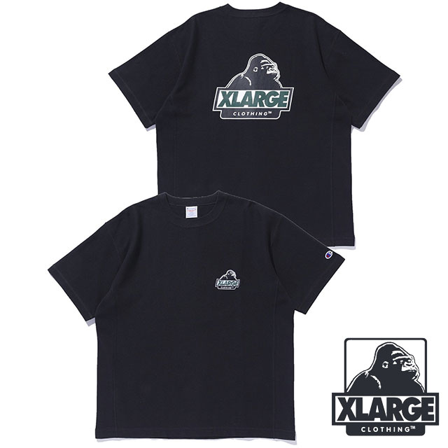 エクストララージ XLARGE メンズ チャンピオン ショートスリーブTシャツ [101262011042 SS26SPOT] XLARGE×Champion S/S TEE 半袖 クルーネック 黒 BLACK 【メール便配送】