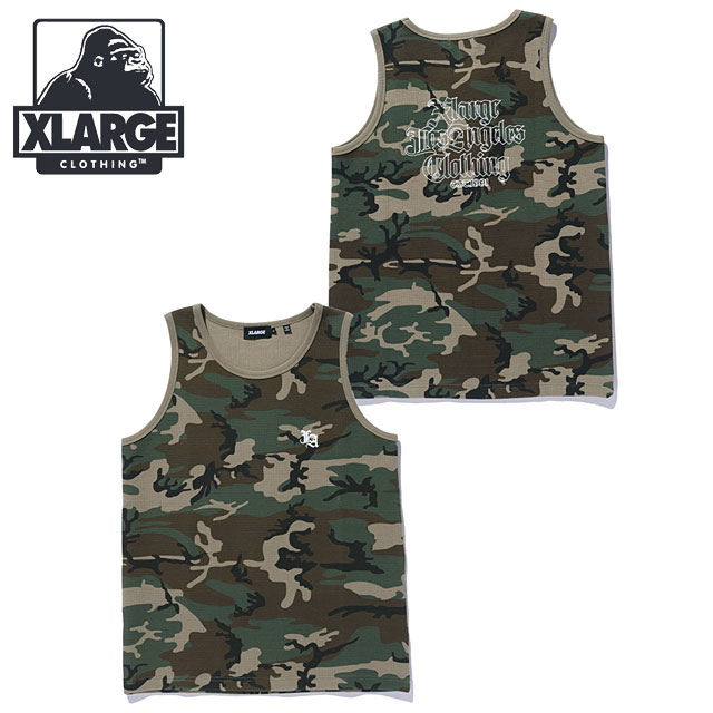 エクストララージ XLARGE メンズ オールドイングリッシュ ワッフルタンクトップ [101262013007 SU26] OLD ENGLISH WAFFLE TANK TOP ノースリーブ インナー カモ柄 グリーン CAMO 【メール便配送】