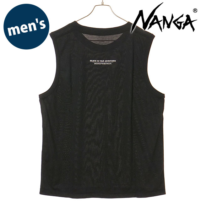 ナンガ NANGA メンズ ドライミックス タンクトップ [N2610-1O146A SS26] DRY MIX TANK TOP インナー ノースリーブ 黒 BLK 【メール便配送】
