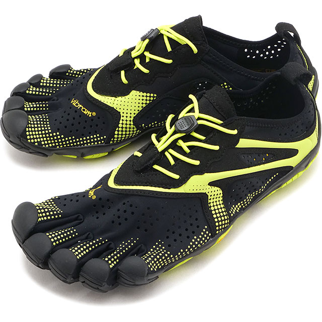ビブラムファイブフィンガーズ Vibram FiveFingers 5本指シューズ メンズ V-RUN [26M7004 SS26]ベアフット ランニングシューズ 黒 Black-Lime/Black