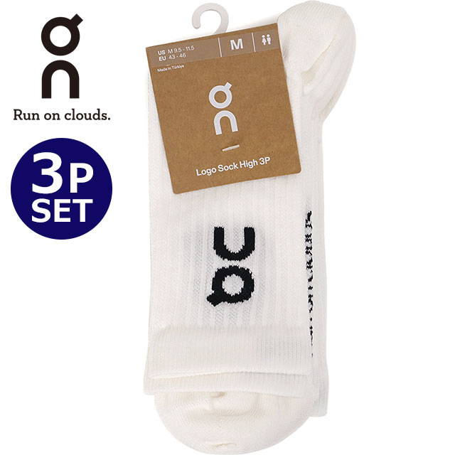 オン On ロゴ ソック ハイ 3足セット [2UF10310069 FW26] Logo Sock High 3P 靴下 スポーツソックス ランニング ホワイト White
