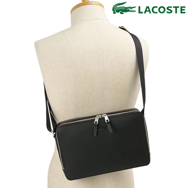 ラコステ LACOSTE CHANTACOスクエアショルダーバッグ [NH3270CE-000 FW26] メンズ ユニセックスショルダーバッグ 斜め掛け ブラック