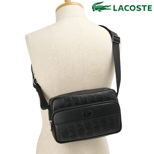 ラコステ LACOSTE ノモグラム コンビネーションミニショルダーバッグ [NH5266MR-000 FW26] メンズ ユニセックスショルダーバッグ 斜め掛け ブラック