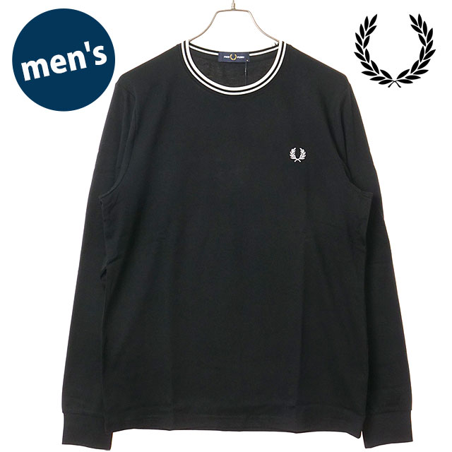 フレッドペリー FRED PERRY メンズ ツインティップ 長袖Tシャツ [M9602-R88 FW26] LS TWIN TIPPED T-SHIRT コットン クルーネック ロンT おしゃれ カジュアル 黒 BLACK