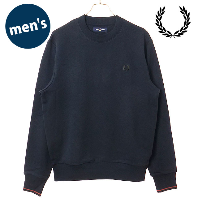 フレッドペリー FRED PERRY メンズ クルーネック スウェットシャツ [M7535-75C FW26] CREW NECK SWEATSHIRT 裏毛 トレーナー コットン 定番 おしゃれ カジュアル 紺 NVY/BRNDY/RCHBRN