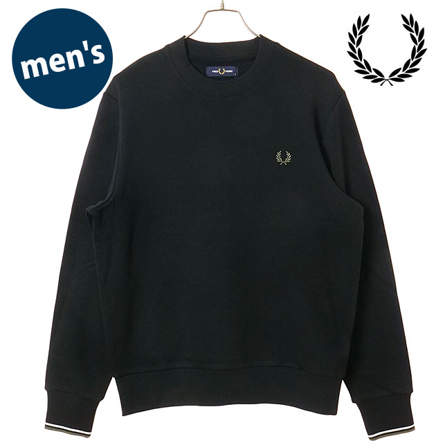 フレッドペリー FRED PERRY メンズ クルーネック スウェットシャツ [M7535-W54 FW26] CREW NECK SWEATSHIRT 裏毛 トレーナー コットン 定番 おしゃれ カジュアル 黒 BLK/ECR/LRLWGREN