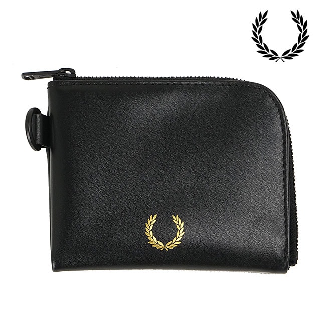 フレッドペリー FRED PERRY スムースレザー ジップアラウンドウォレット [L3350-102 FW26] SMOOTH LEATHER ZIP AROUND WALLET ギフト 贈り物 財布 本革 ラウンドジップ 黒 BLACK 【メール便配送】