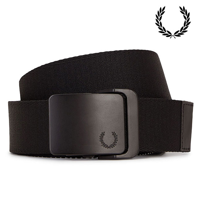フレッドペリー FRED PERRY プレーンウェビングベルト [BT2248-102 FW26] PLAIN WEBBING BELT ギフト 贈り物 無段階調整 穴なし ポリエステル 黒 BLACK